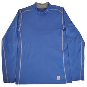 Nike Men's Pro Combat Dri-Fit Hyperwarm Fitted Pullover Blue Shirt Size Small